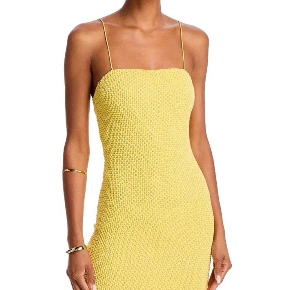 Alice + Olivia Fifi Embellished Body-Con Minidress Yellow Beaded Spaghetti Strap